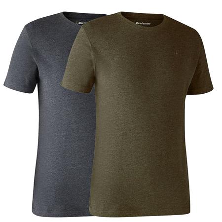 T-Shirt Med Korte Ærmer Deerhunter With Deer - Kaki/Grå - Pakke Med 2