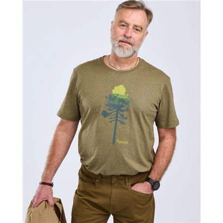 T-SHIRT MED KORTE ÆRMER TIL HERRE PINEWOOD FINNVEDEN RECYCLED OUTDOOR - OLIVEMELERET FYRRETRÆ