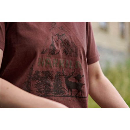 T-SHIRT MED KORTE ÆRMER TIL KVINDER HARKILA NATURE S/S W - VARM CHOKOLADE