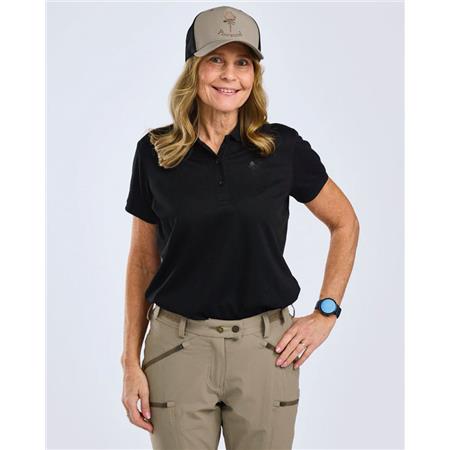 T-SHIRT MED KORTE ÆRMER TIL KVINDER PINEWOOD RAMSEY POLO - SORT