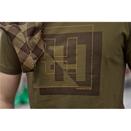 T-SHIRT MĘSKI Z KRÓTKIM RĘKAWEM HARKILA H-LOGO S/S - CIEMNO-OLIWKOWY