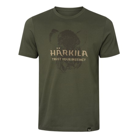 T-Shirt Męski Z Krótkim Rękawem Harkila Logo Mc Wildboar - Forest Night