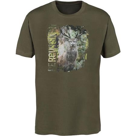 T Shirt Met Korte Mouwen Heren Percussion Serigrafie Hert - Camo