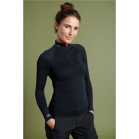 T-Shirt Met Lange Mouwen Dames Damart Energy 4 Thermolactyl Zippe - Zwart