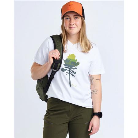 T-SHIRT TIL KVINDER MED KORTE ÆRMER PINEWOOD FINNVEDEN RECYCLED OUTDOOR - HVID MELANGE PINE TREE