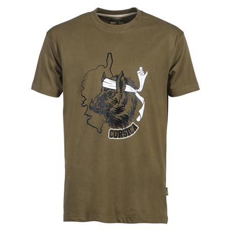 T-Shirt Til Mænd Percussion Wild Boar Corsica - Kaki