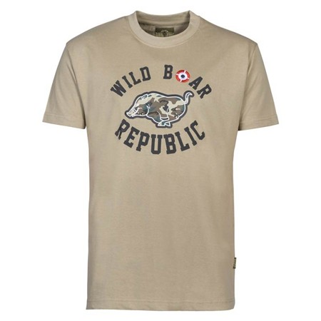 T-Shirt Uomo - Beige Percussion Wild Boar Republic Cinghiale In Corsa - Beige - Beige