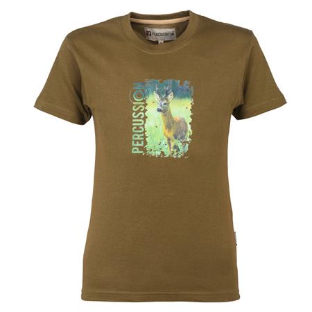 T-Shirt Z Krótkim Rękawem Junior Percussion Serigraphie - Kozioł - Khaki