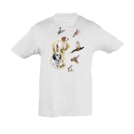 TEE SHIRT MANCHES COURTES ENFANT BARTAVEL THEME CHASSE T1100 NATURE - BLANC