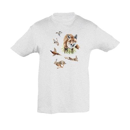 Tee Shirt Manches Courtes Enfant Bartavel Theme Chasse T1101 Nature - Blanc