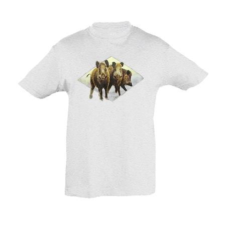 Tee Shirt Manches Courtes Enfant Bartavel Theme Chasse T502 Nature - Blanc