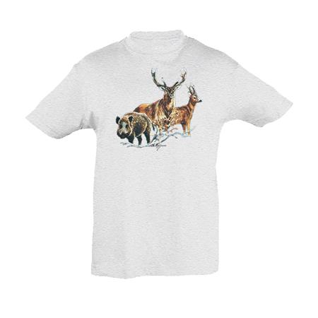 Tee Shirt Manches Courtes Enfant Bartavel Theme Chasse T566 Nature - Blanc