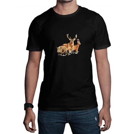 TEE SHIRT MANCHES COURTES ENFANT BARTAVEL THEME CHASSE T566 SANGLIER/CERF/CHEVREUIL - NOIR