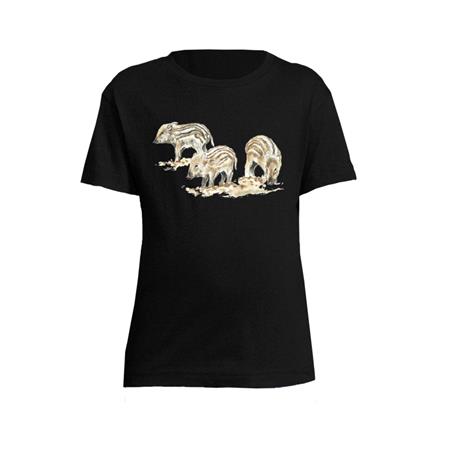 Tee Shirt Manches Courtes Enfant Bartavel Theme Chasse T589 Nature - Noir