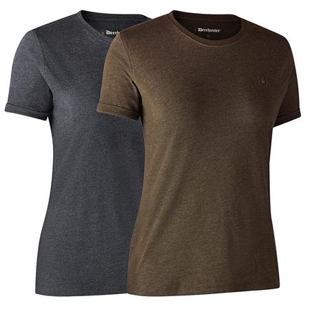 Tee Shirt Manches Courtes Femme Deerhunter Basic 2-Pack - Gris/Marron - Par 2