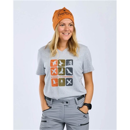 TEE SHIRT MANCHES COURTES FEMME PINEWOOD BIRDING - L.GREY MEL COMBO