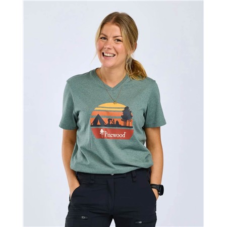 TEE SHIRT MANCHES COURTES FEMME PINEWOOD FINNVEDEN RECYCLED OUTDOOR - AQUAGR.MEL CAMPSITE