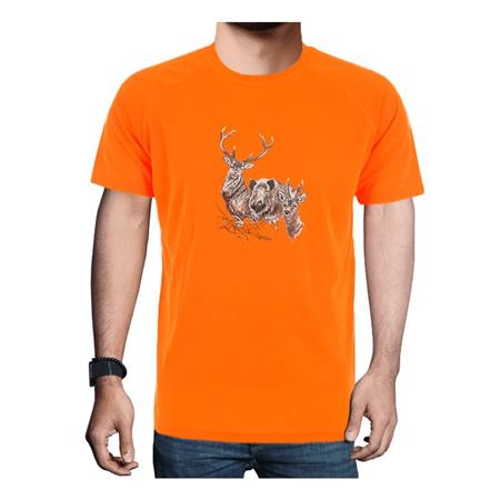 TEE SHIRT MANCHES COURTES HOMME BARTAVEL DIEGO T1049 RESPIRANT À MOTIF - ORANGE