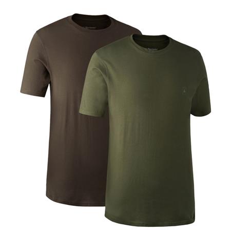 Tee Shirt Manches Courtes Homme Deerhunter 2-Pack - Vert/Marron - Par 2