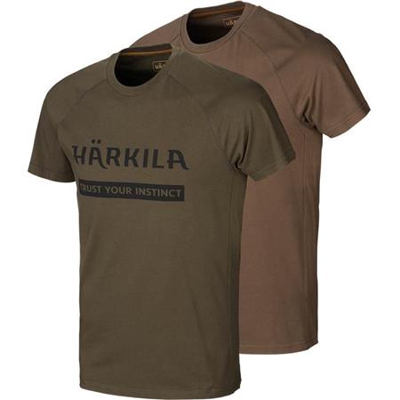 Tee Shirt Manches Courtes Homme Harkila Logo - Vert/Marron - Par 2