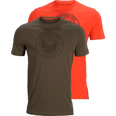 Tee Shirt Manches Courtes Homme Harkila Wildboar Pro S/S 2-Pack - Limited Edition - Kaki/Orange - Par 2