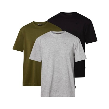Tee Shirt Manches Courtes Homme Pinewood 3-Pack - Grey Mel/Pine/Black - Par 3