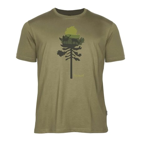 Tee Shirt Manches Courtes Homme Pinewood Finnveden Recycled Outdoor - Olive Mel Campsite
