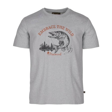 Tee Shirt Manches Courtes Homme Pinewood Fishing - L.Grey Mel Pike