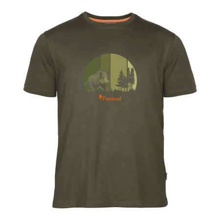 Tee Shirt Manches Courtes Homme Pinewood Wild Boar - Olive
