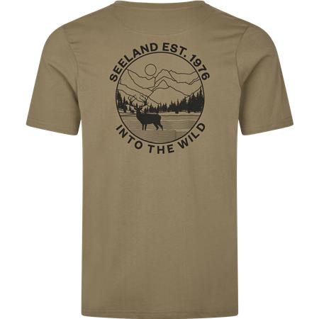TEE SHIRT MANCHES COURTES HOMME SEELAND HUNTING LANDSCAPE - COVERT GREEN