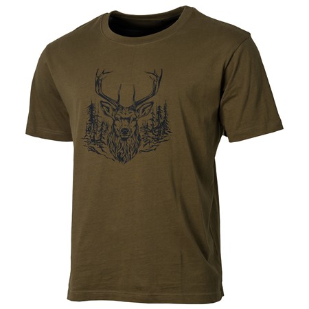 Tee Shirt Manches Courtes Homme Treeland Cerf - Kaki