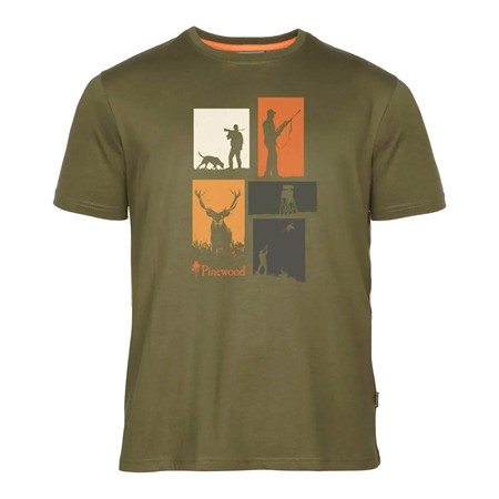 Tricou Cu Mâneci Scurte Pentru Bărbați Pinewood Hunting - Olive Mel
