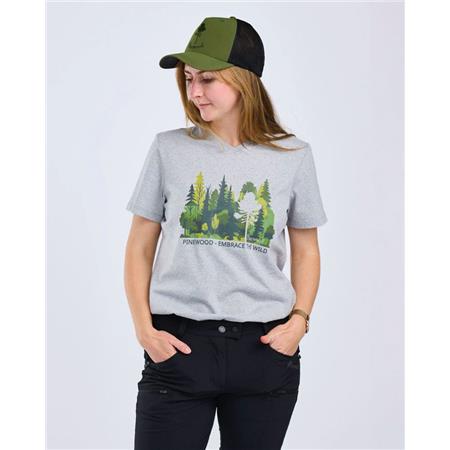 TRICOU CU MÂNECI SCURTE PENTRU FEMEI PINEWOOD FINNVEDEN RECYCLED OUTDOOR - GRI FORESTIER