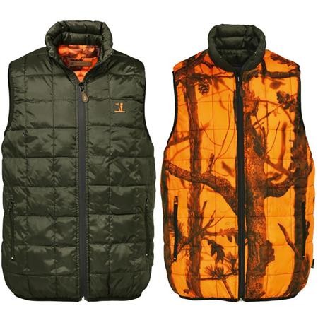 Unisex Sleeveless Jacket Percussion Warm Reversible - Khaki Ghost Camo Blaze