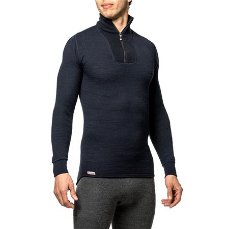 UNISEXTRØJE WOOLPOWER ZIP TURTLENECK 200 - MARINEBLÅ