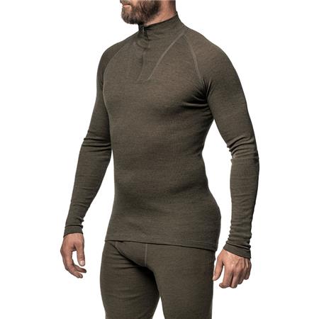 UNISEXTRØJE WOOLPOWER ZIP TURTLENECK LITE - FYRGRØN