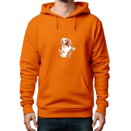 Untergeordnetes Sweatshirt Bartavel Jagd-Thema Spaniel/Hase - Orange