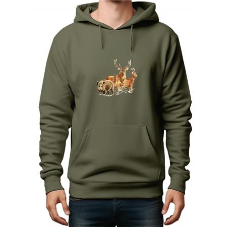 Untergeordnetes Sweatshirt Bartavel Thema Jagd Wildschwein/Hirsch/Reh - Khaki