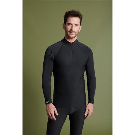 Unterwäsche Herren Damart Tee Shirt Thermolactyl Comfort 5 Col Zip - Schwarz