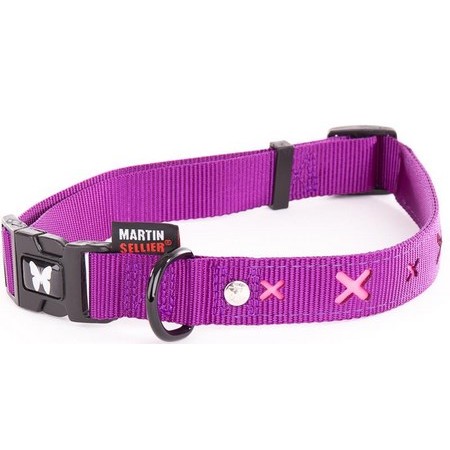 Verstelbare Honden Halsband Nylon Martin Sellier Roze Kruis