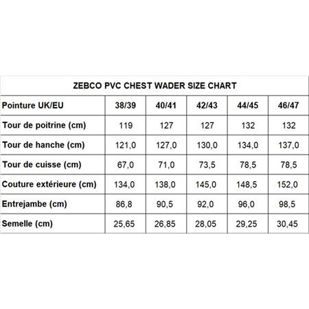 WADERS ZEBCO PVC VERT