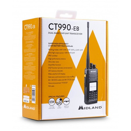 WALKIE-TALKIE MIDLAND CT990-EB VHF/UHF - 10 WATT