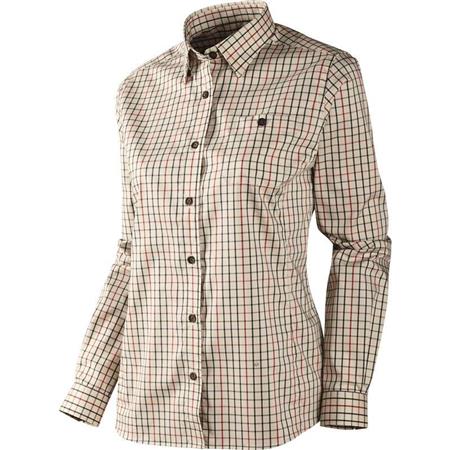 Women's Long-Sleeve Shirt Harkila Lancaster Lady - Beige/Red