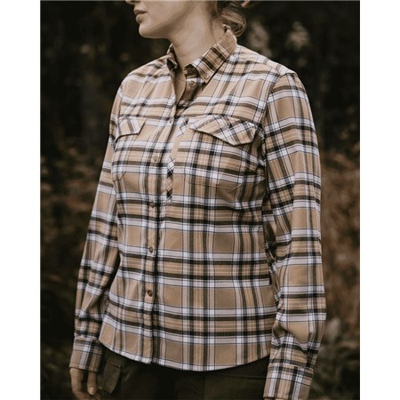 WOMEN'S LONG SLEEVE SHIRT PINEWOOD ABISKO HIKING FLANNEL - GOLDEN HAY