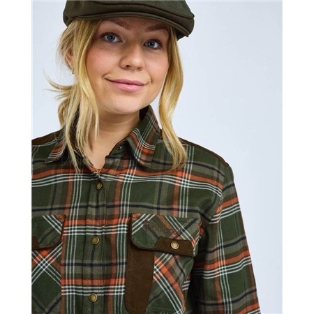 WOMEN'S LONG SLEEVE SHIRT PINEWOOD PRESTWICK EXCLUSIVE - GREEN/BURNED ORANGE