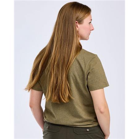 WOMEN'S SHORT SLEEVE T-SHIRT PINEWOOD FINNVEDEN RECYCLED OUTDOOR - OLIVE MEL PINE TREE